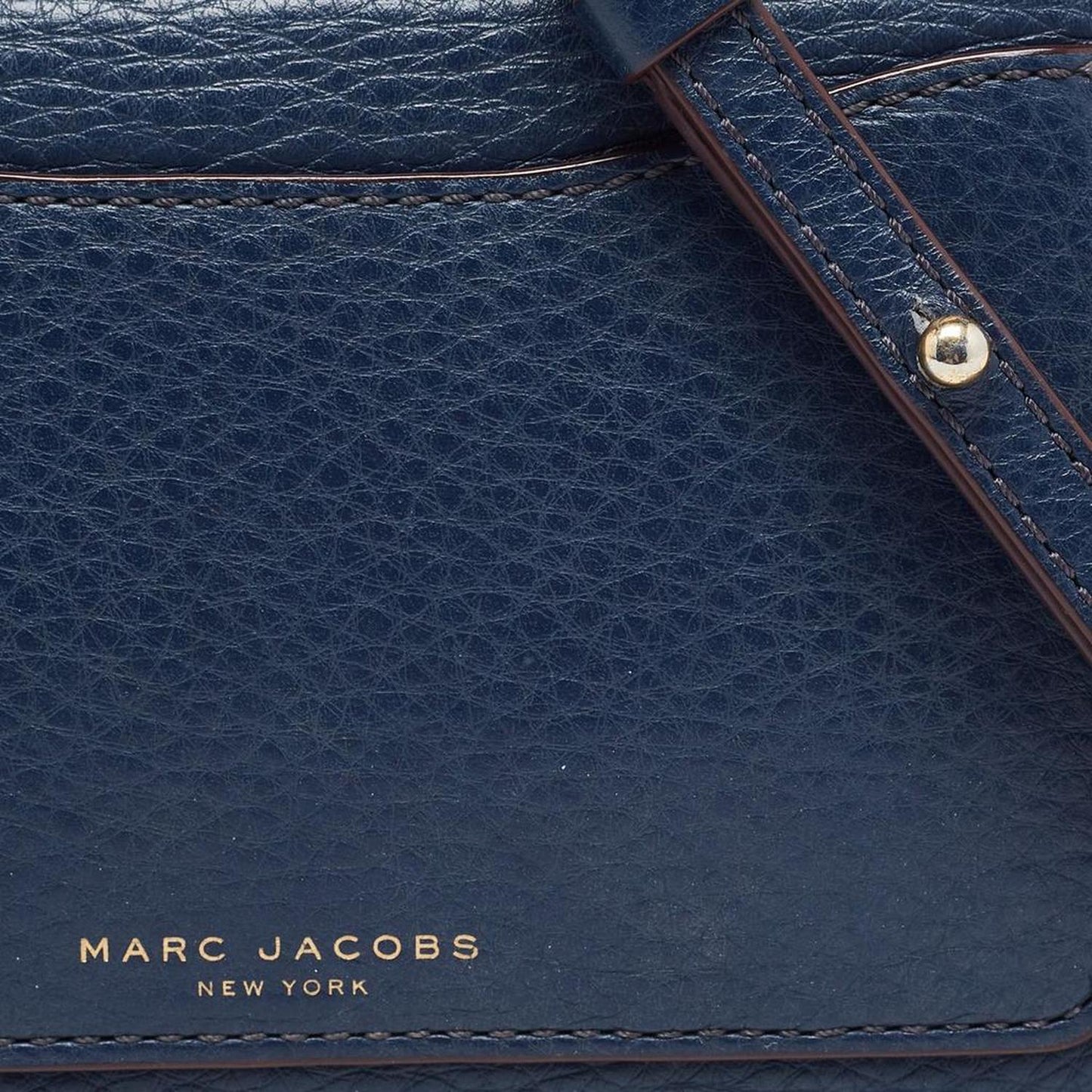 Marc Jacobs Navy Blue Leather Recruit Wallet On Strap