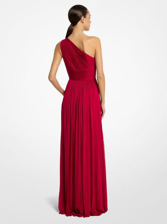 Chiffon Jersey One-Shoulder Gown