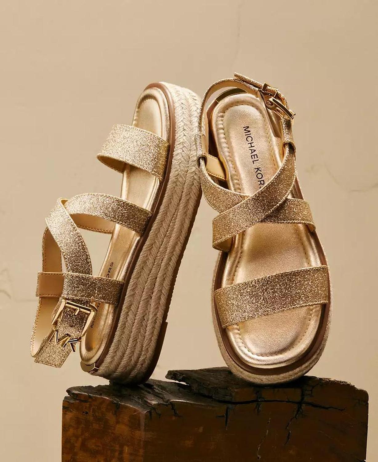 MICHAEL Lynn Leather Buckled Espadrille Sandals