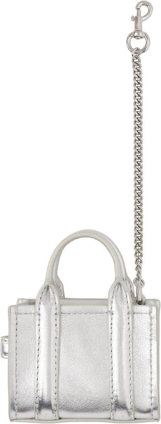 Silver 'The Metallic Leather Nano Tote Charm' Keychain
