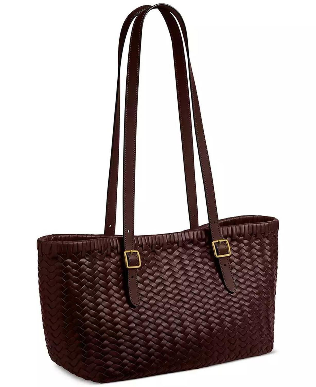 Woven Leather Swing Tote Bag