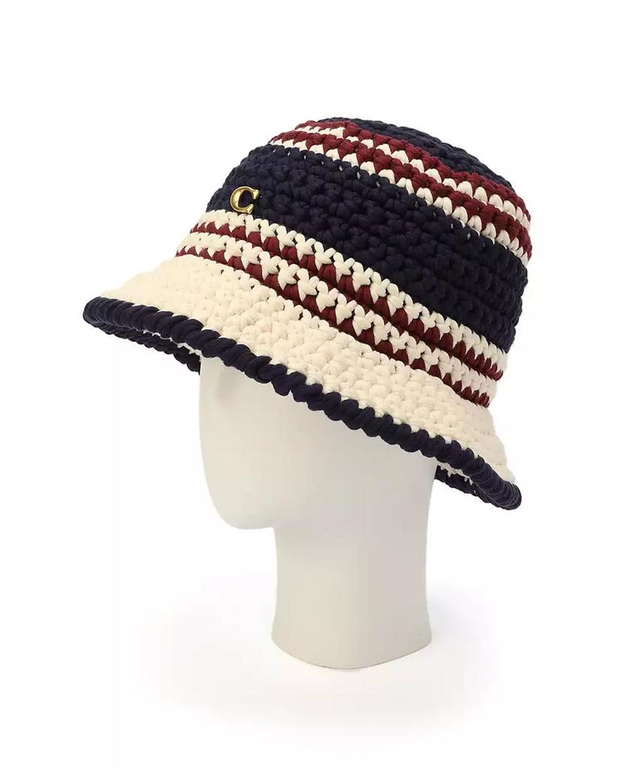 Women's Stripe Crochet Bucket Hat