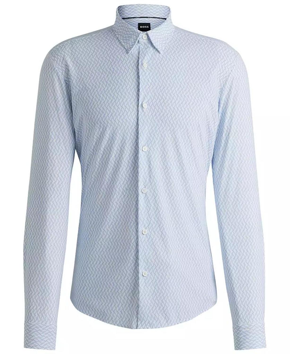 Men's Slim-Fit Printed Performance Dress Shirt
