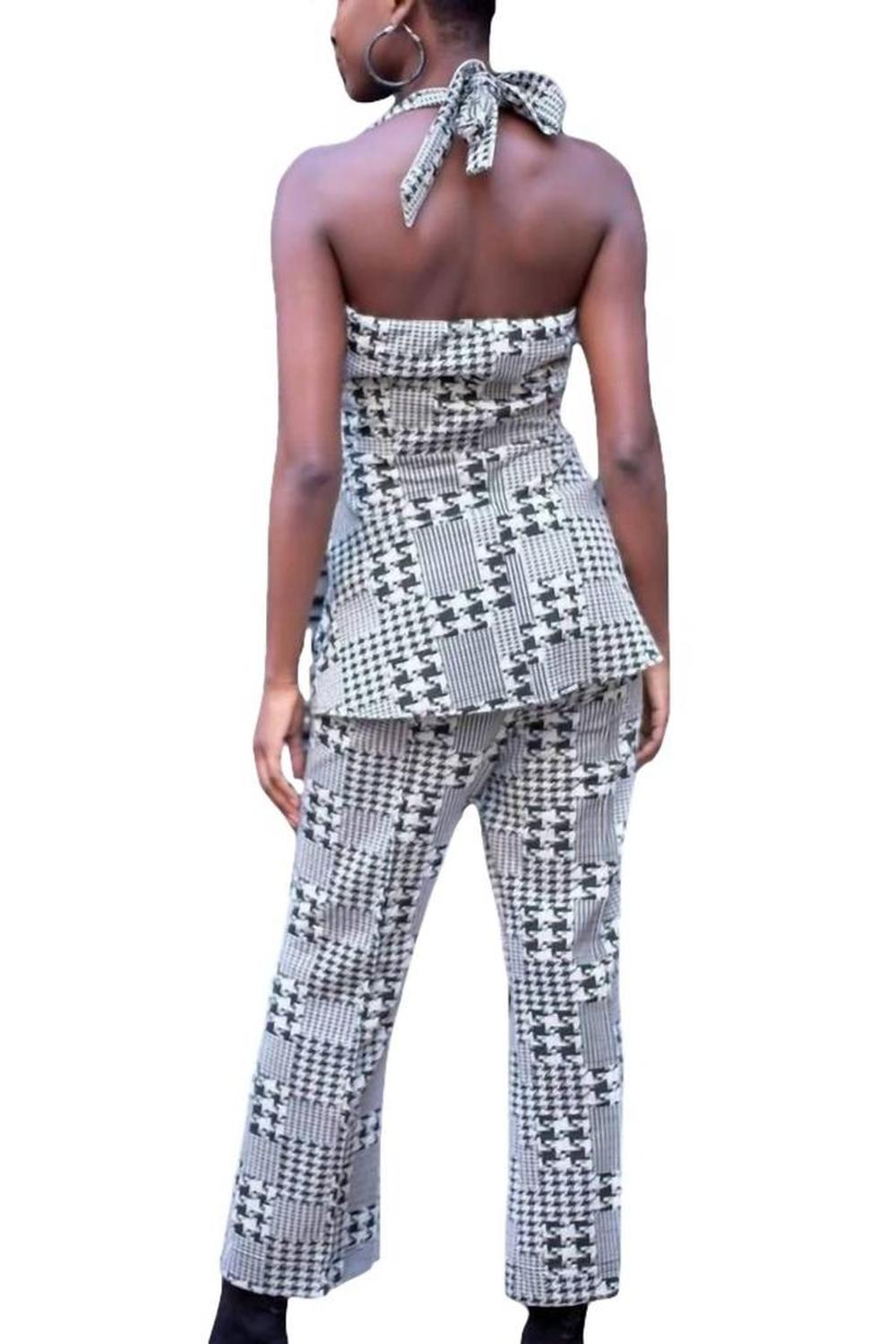 Plaid Pant Set In Black/white