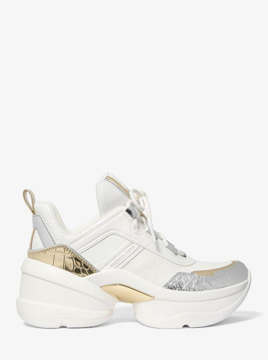 Olympia Metallic Mixed-Media Trainer
