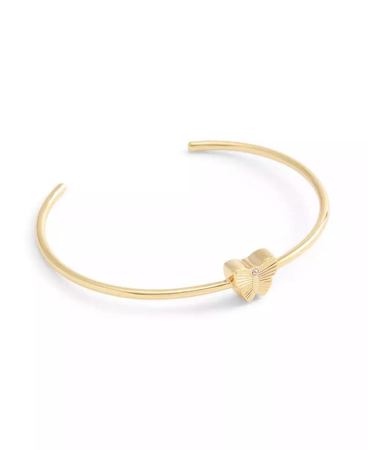 Faux Stone Butterfly Thin Cuff Bracelet