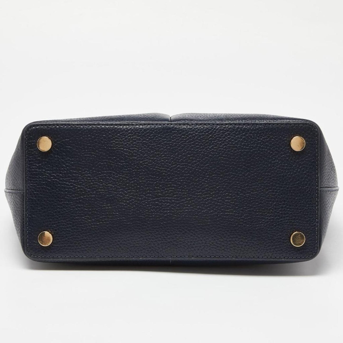 Michael Kors Dark Blue/beige Leather Bedford Tote