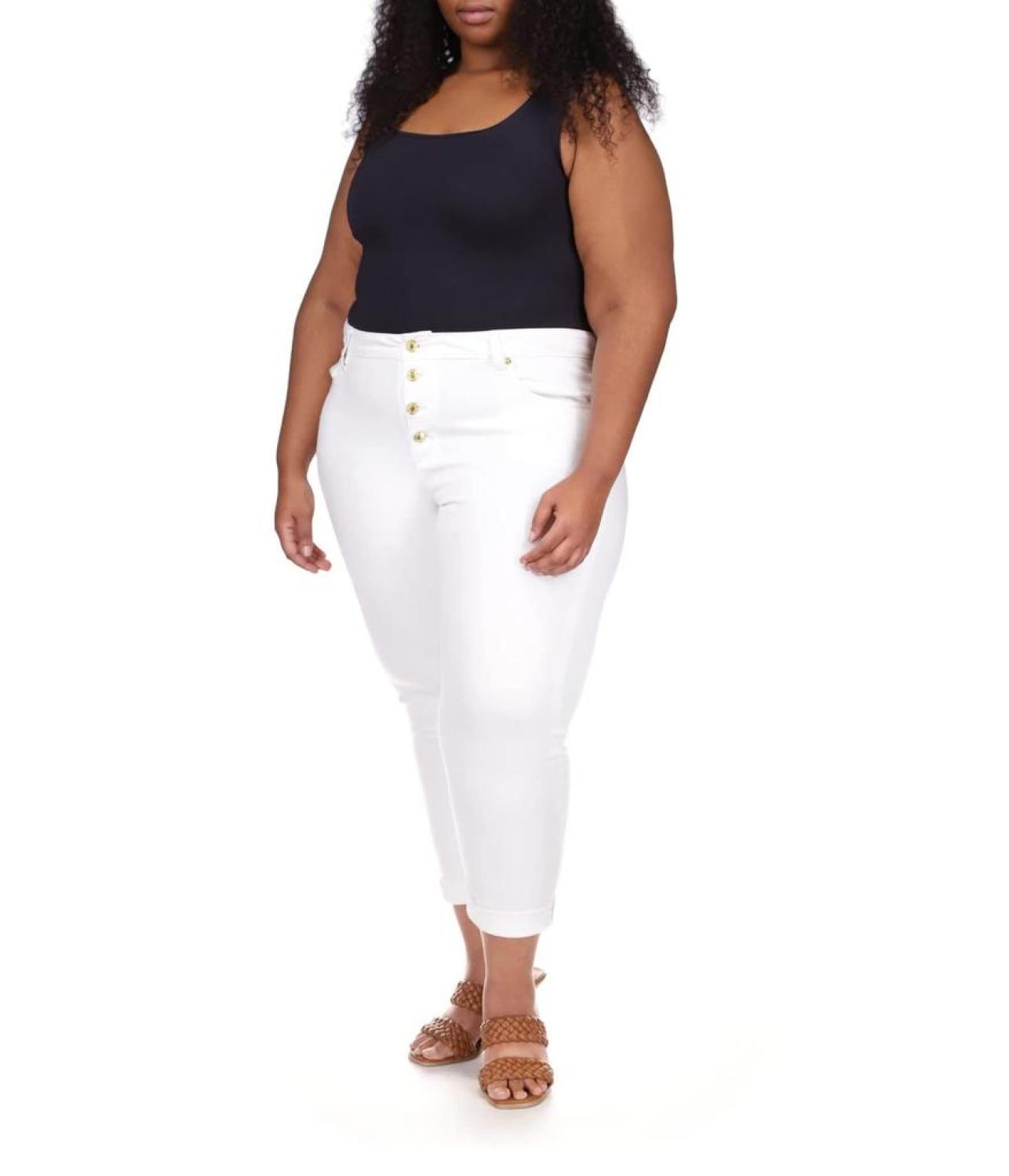 Plus Size High-Rise Crop Skinny Selma Jeans in White
