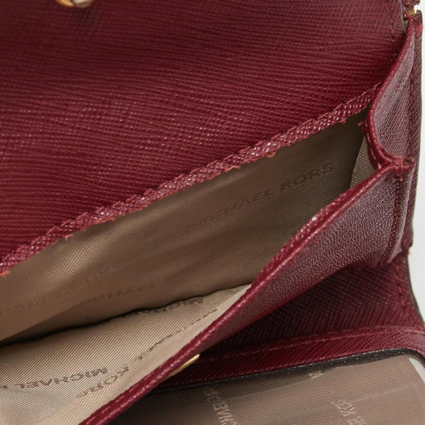 Michael Kors Burgundy Saffiano Leather Jet Set Trifold Wallet