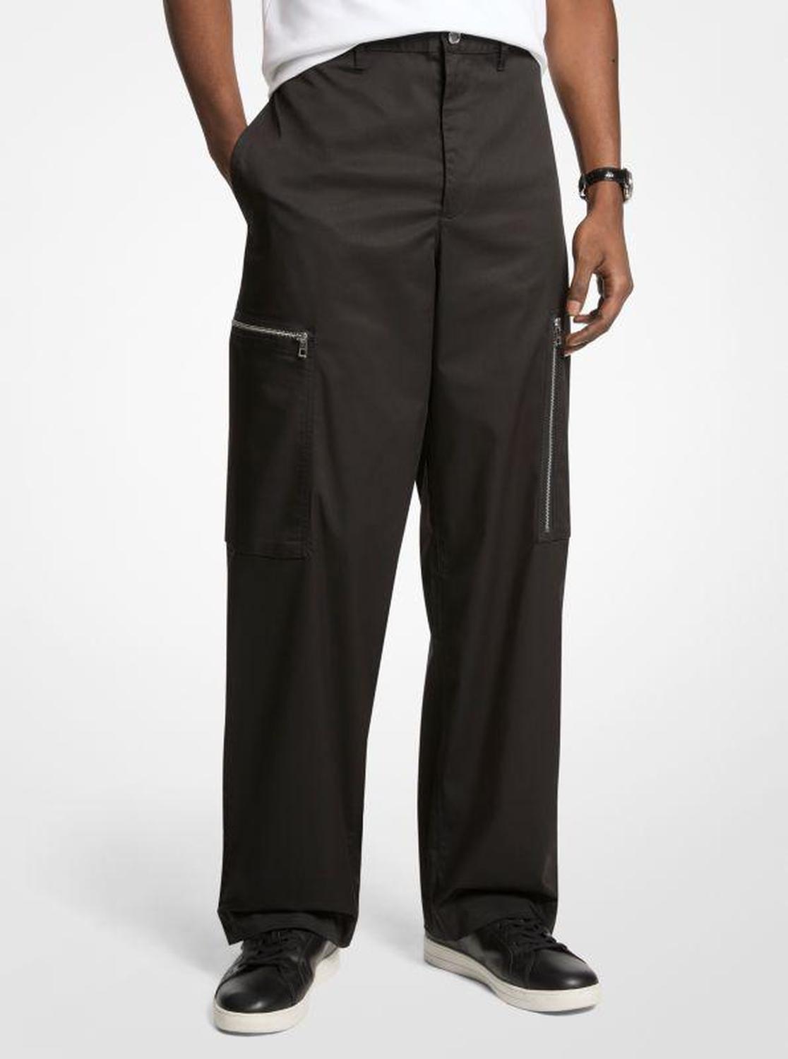 Wide-Leg Woven Zip Cargo Pant