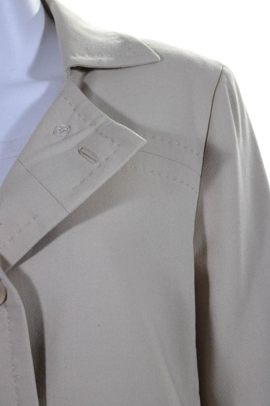 Womens Collared Double Breast Buttoned Long Sleeve Jacket Beige