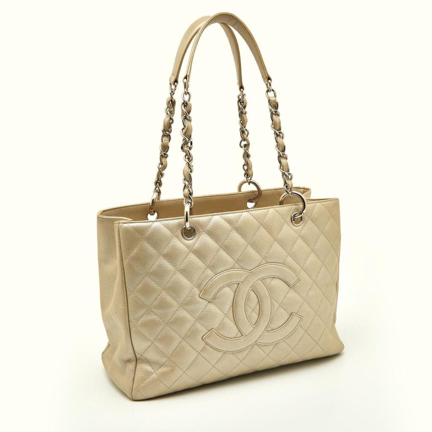 Chanel PearlQuilted Caviar Leather Gst Shopper Tote