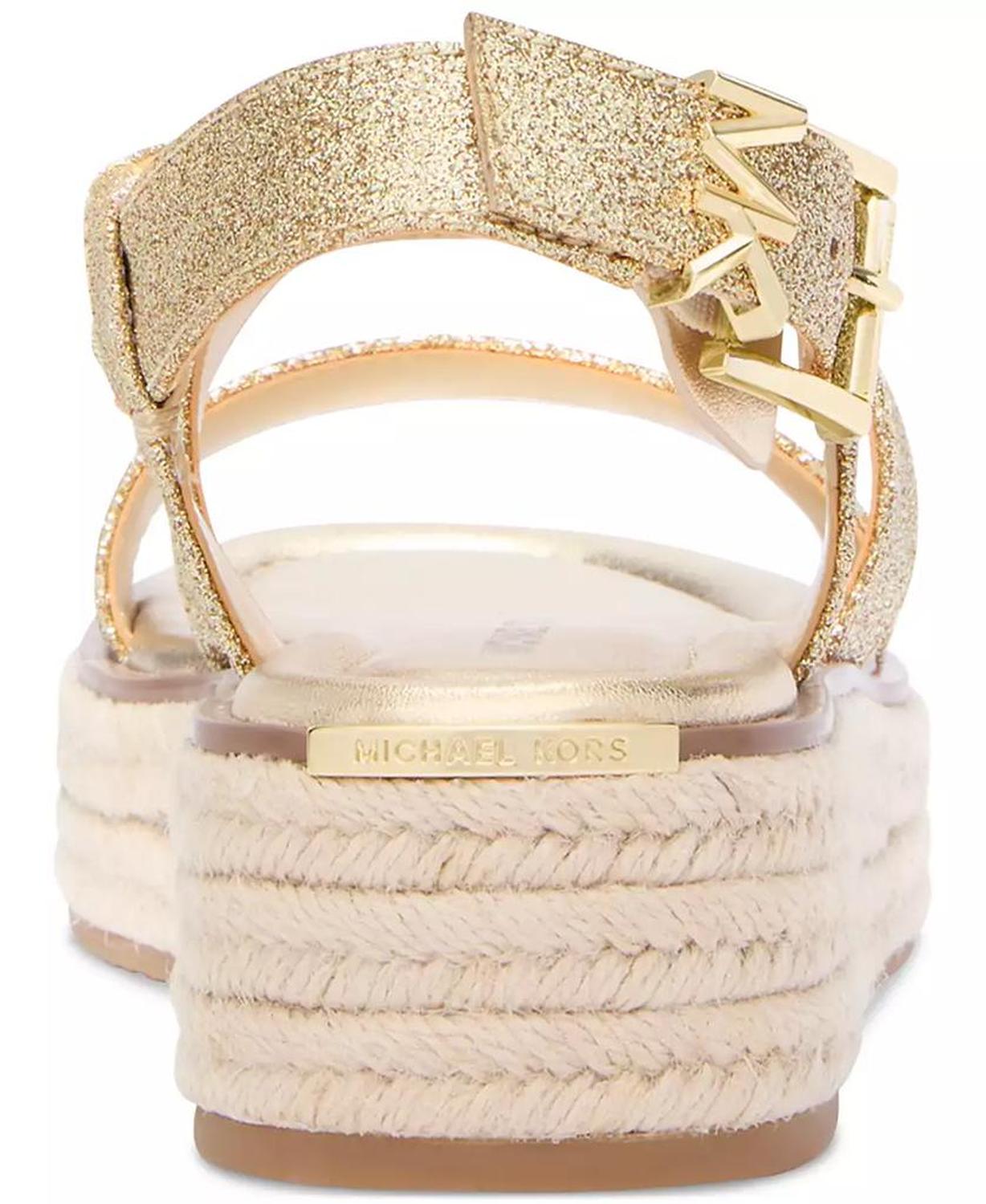 MICHAEL Lynn Leather Buckled Espadrille Sandals