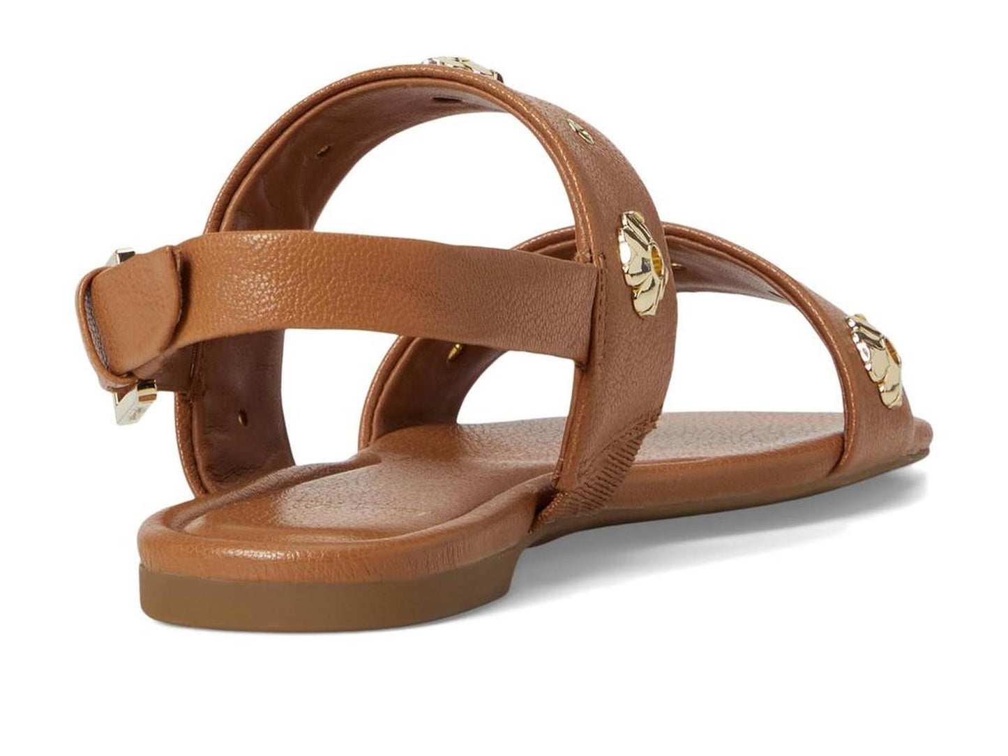 Spade Flower Stud Pebbled Leather Flat Sandal