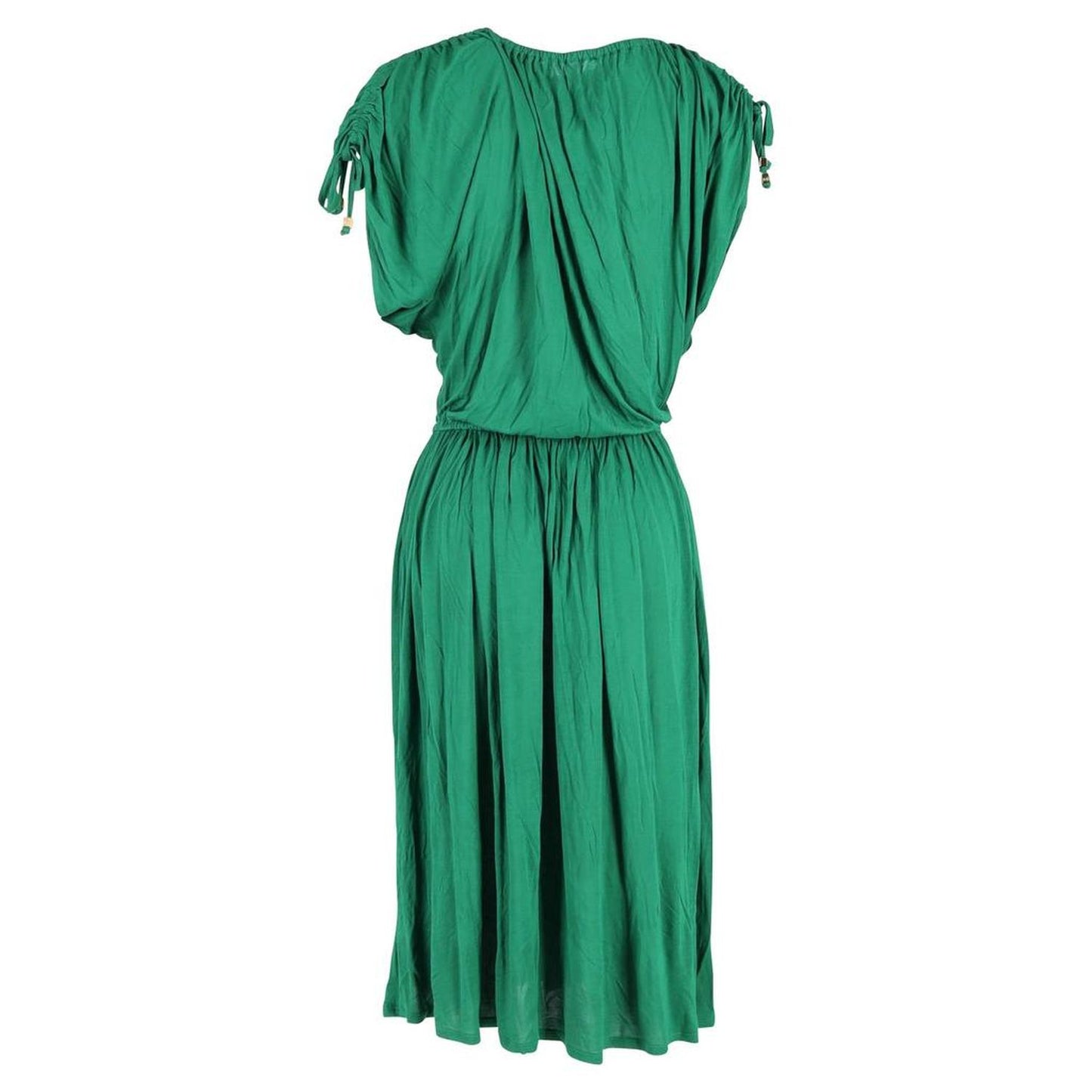 Tie Waist Midi Dress in Green Cotton
