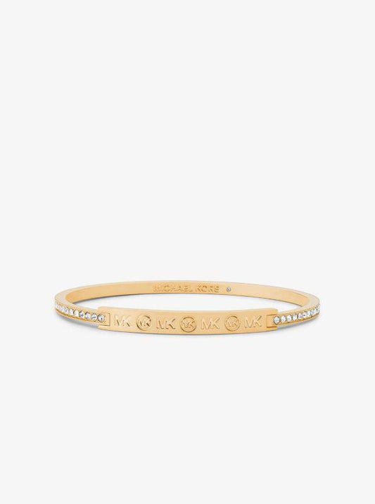 Precious Metal-Plated Brass Pavé Logo Engraved Jewelry Gift Set