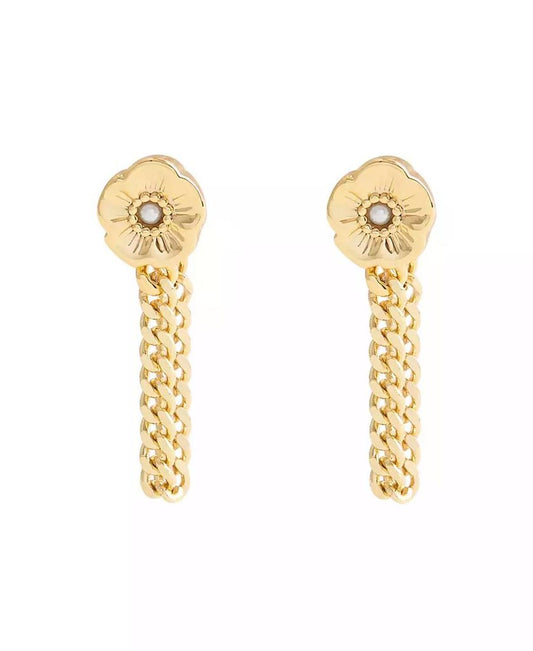 Faux Cultivated Pearl Signature Tea Rose Front Back Earrings