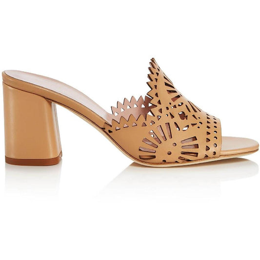 Delgado Womens Leather Laser Cut Mule Sandals