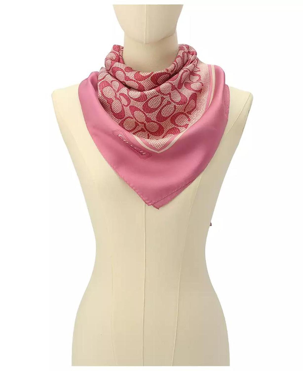 Textured Signature Print Silk Square Scarf