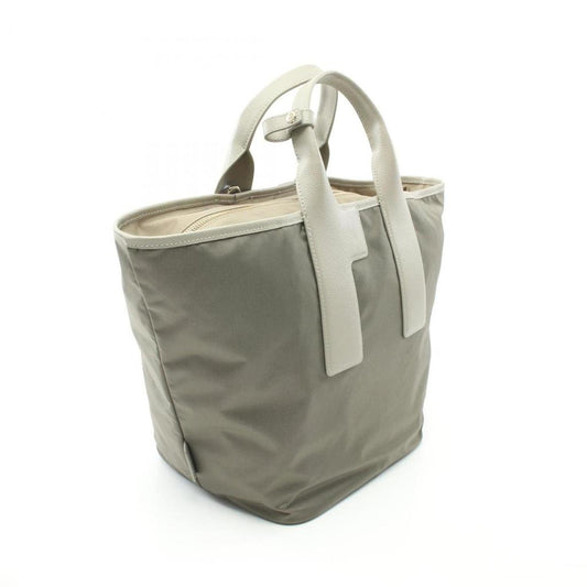 Leather Nylon Canvas Tote Bag
