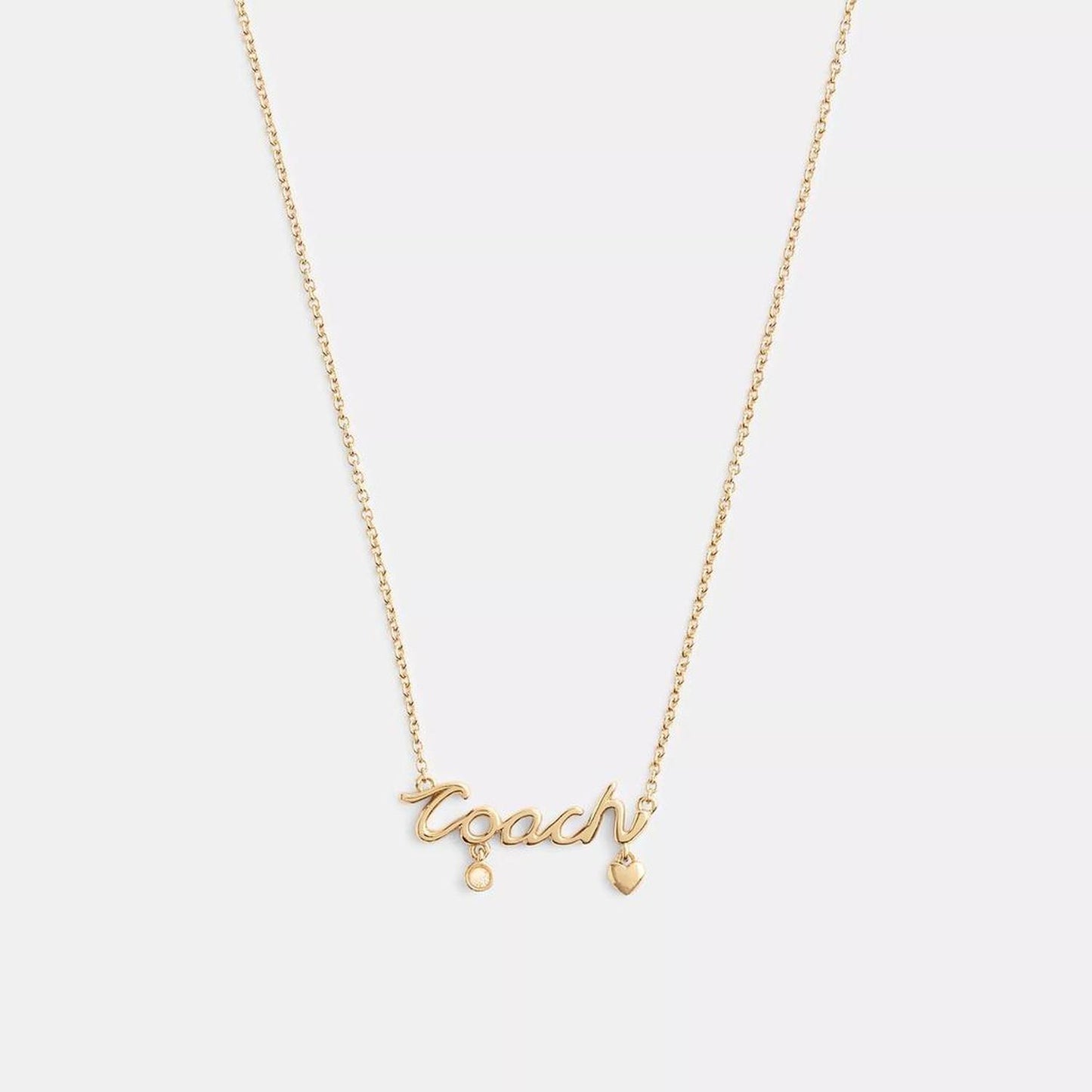 Coach Script Heart Necklace