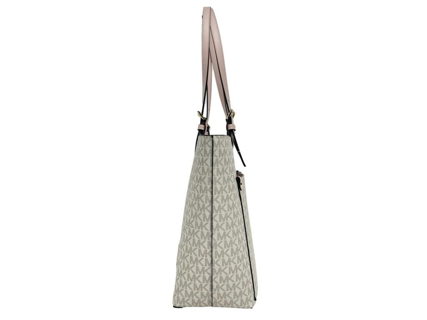 Michael Kors Jet Set Medium Powder Blush Signature PVC Double Pocket Tote Women's Bag