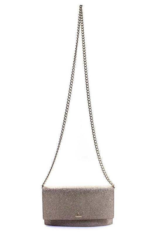 Kate Spade Small Briley Burgess Court Ash Glitter Chain Crossbody Handbag Gold