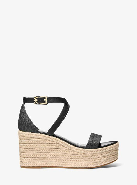 Serena Signature Logo and Leather Wedge Sandal