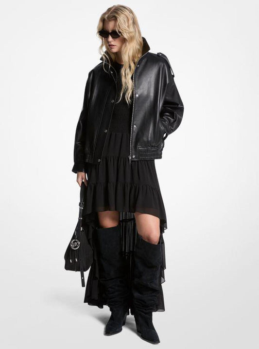Oversized Leather Blouson Jacket