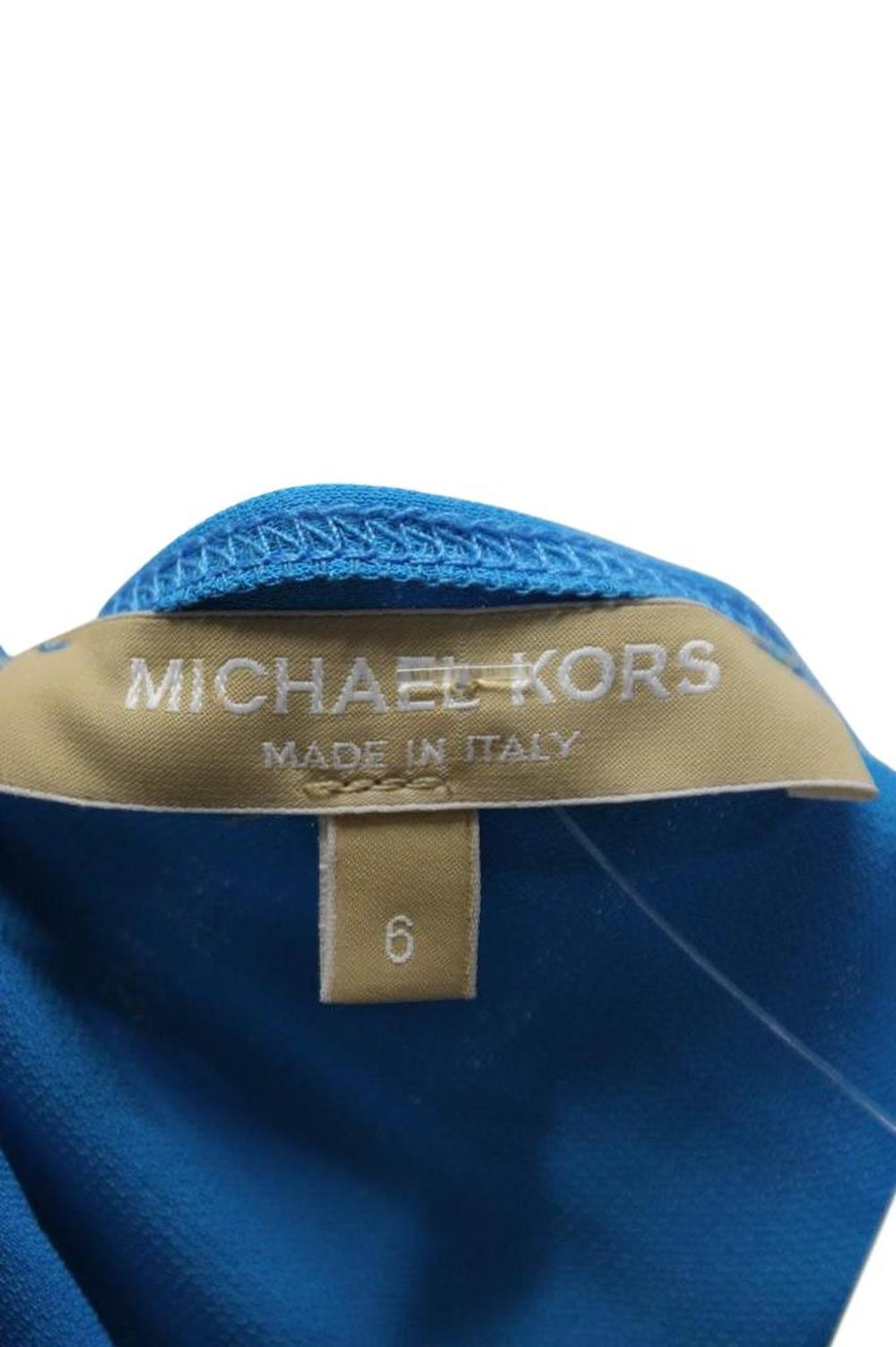 Michael Kors Women's High Neck Sleeveless Cinch Mini Dress Blue