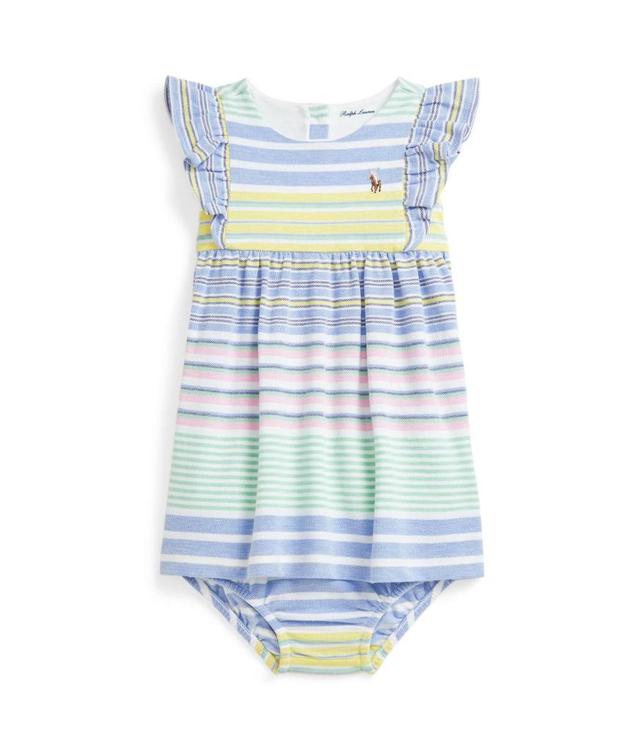 Striped Knit Oxford Dress & Bloomer (Infant)