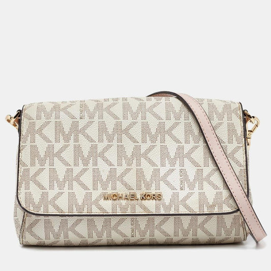 Michael Michael Kors Ivory Signature Coated Canvas Crossbody Bag