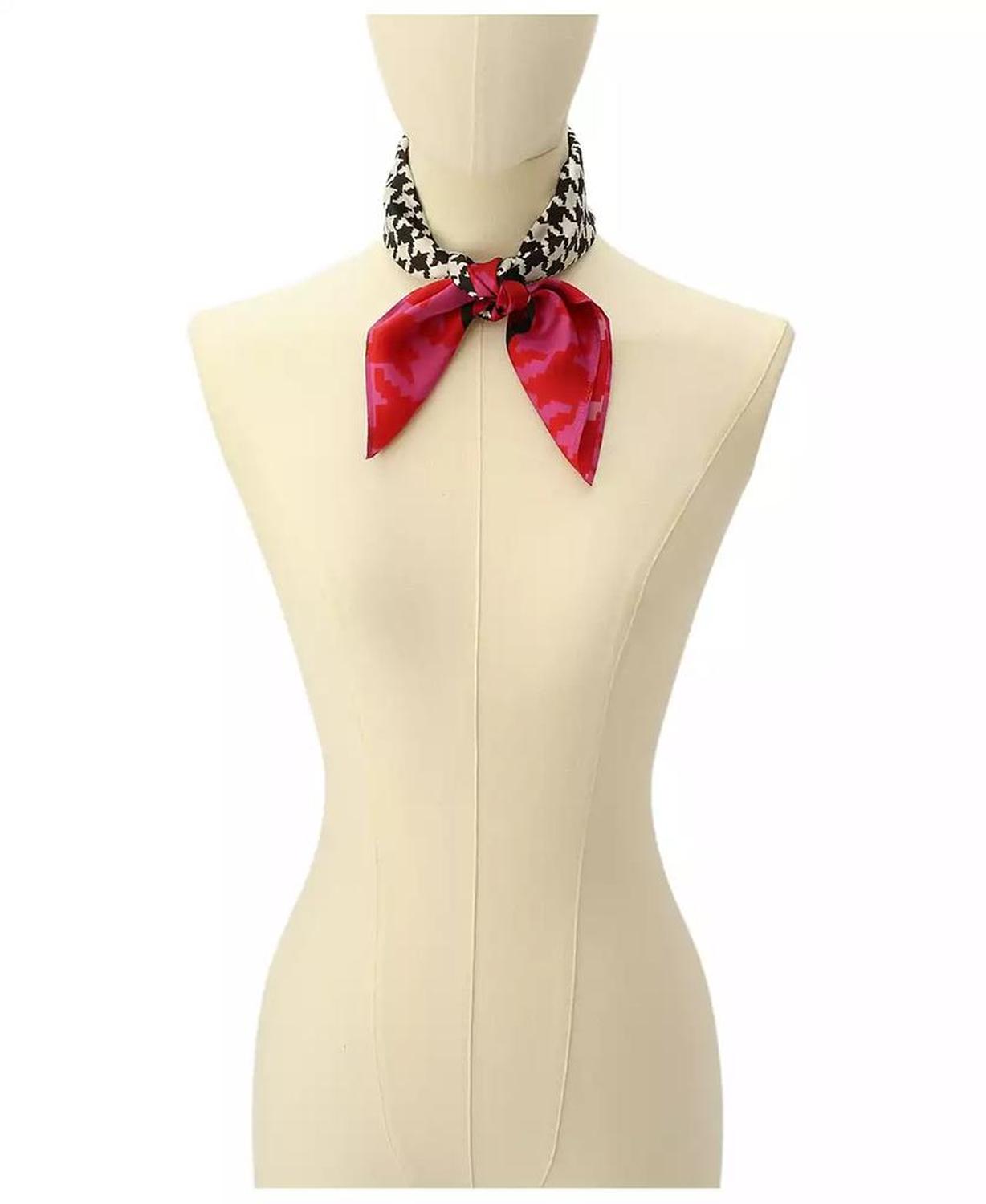 Women's Houndstooth Silk Bandana Scarf