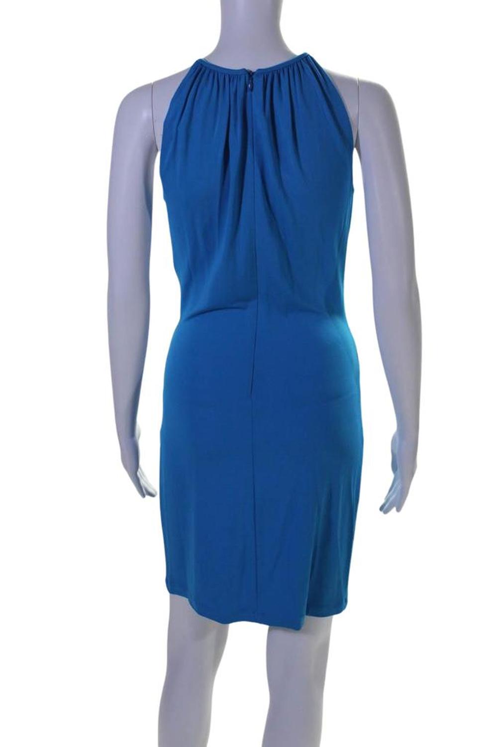 Michael Kors Women's High Neck Sleeveless Cinch Mini Dress Blue
