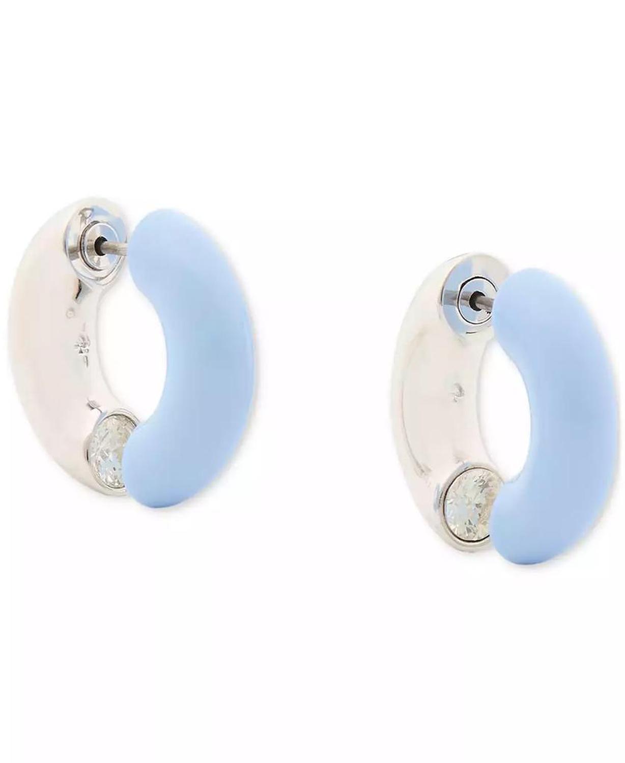 Small Crystal Hoop Earrings, 0.65"