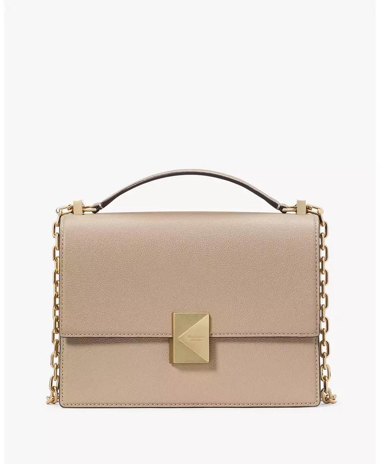 Deco Pebbled Leather Chain Shoulder Bag