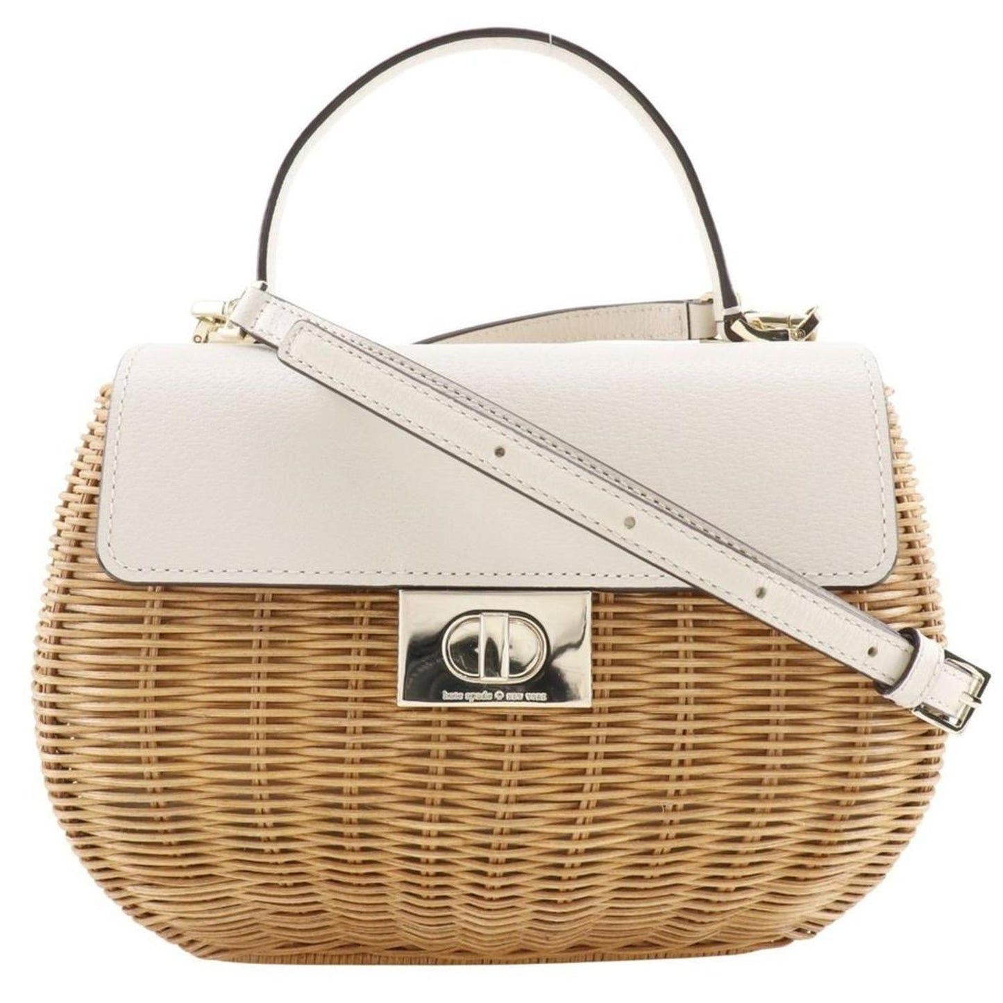 Leather Rattan Basket Handbag (Pre-Owned)
