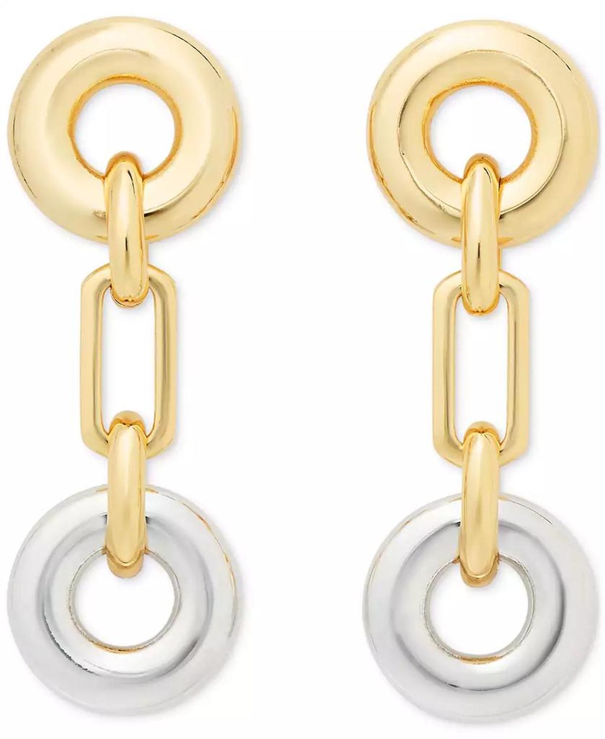 Two-Tone Interlock Linear Drop Earrings