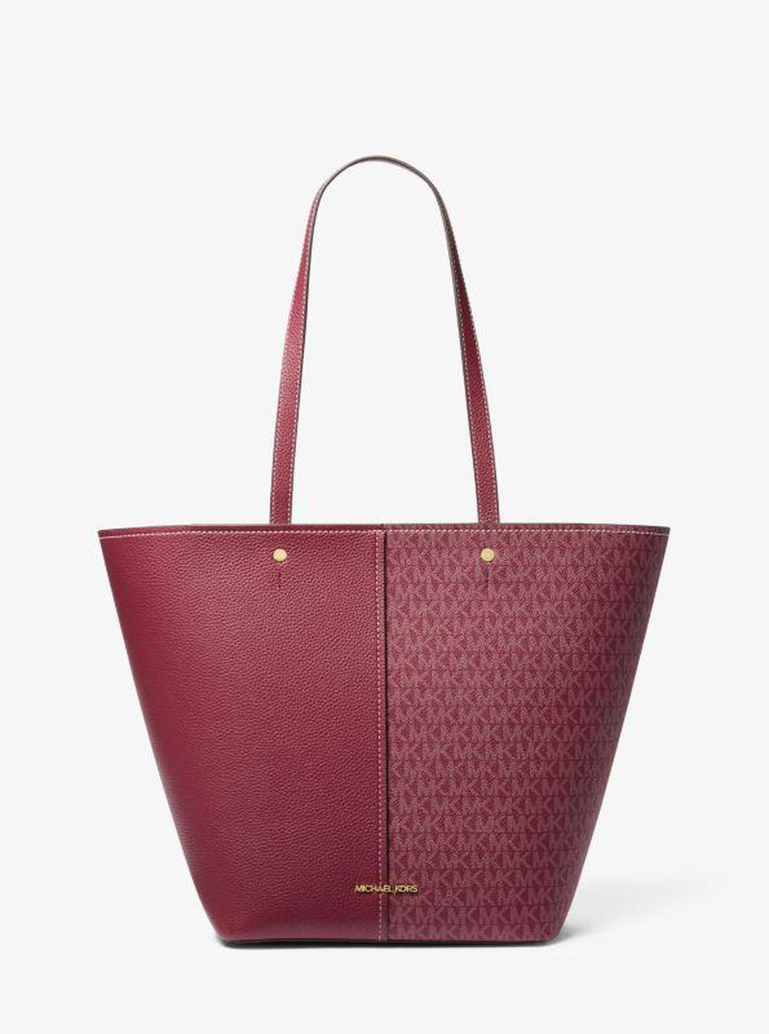 Flora Large Signature Logo and Leather Tote Bag