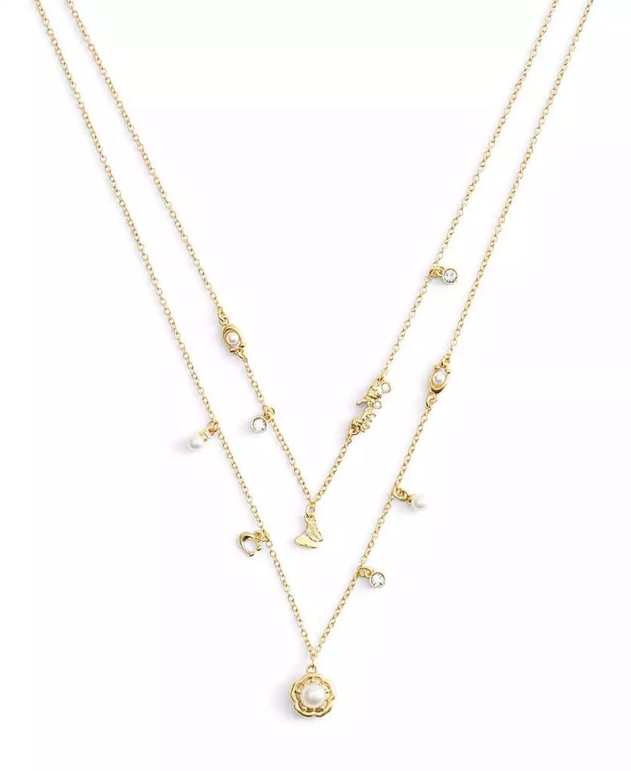 Signature Faux Stone Tea Rose Cultivated Pearl Layered Necklace