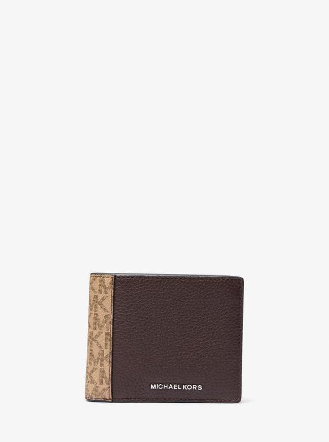 Hudson Leather and Signature Logo Billfold Wallet With Coin Pouch