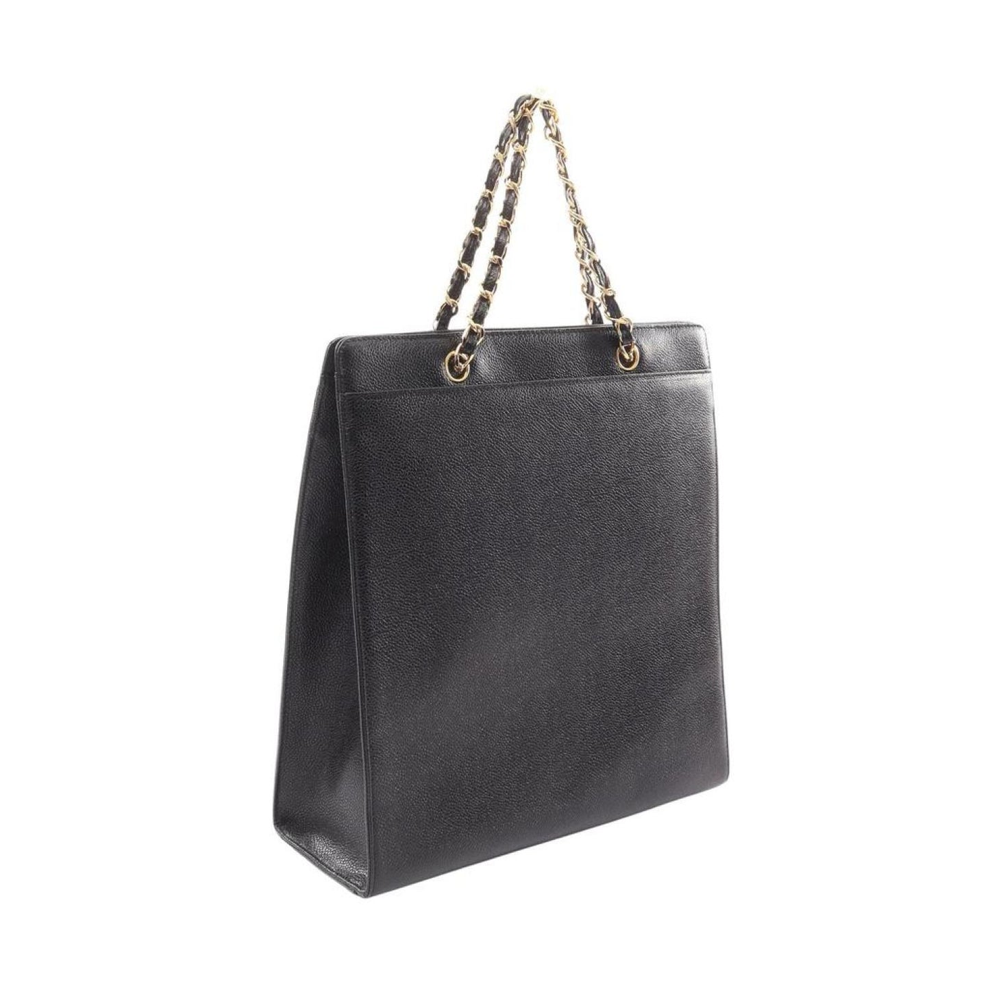 Coco Mark Chain Handbag Chain Tote Bag Caviar Skin Gold Hardware