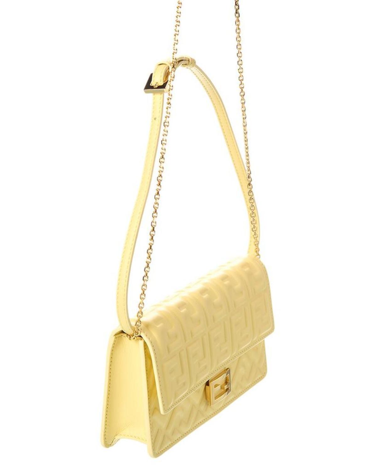 FENDI Baguette FF Leather Wallet On Chain