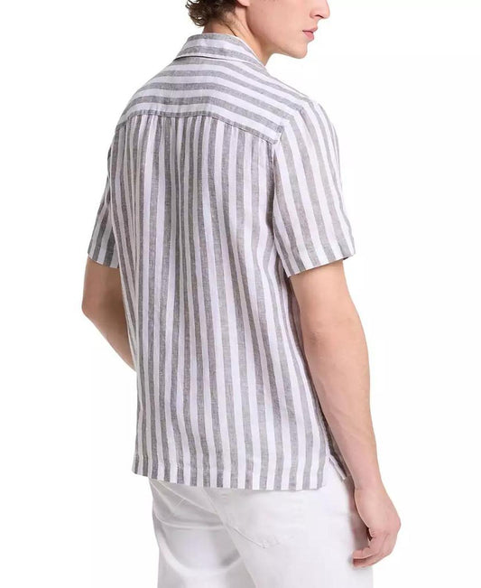 Men's Relaxed-Fit Linen Stripe Shirt