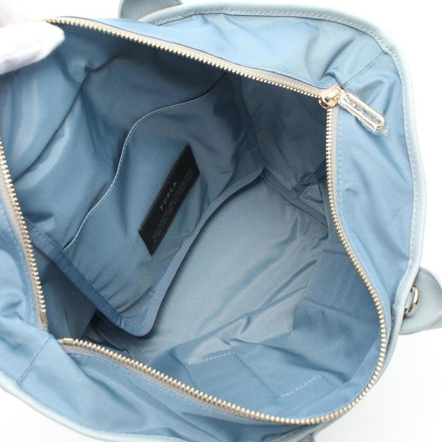 blue  Leather Nylon Canvas Handbag