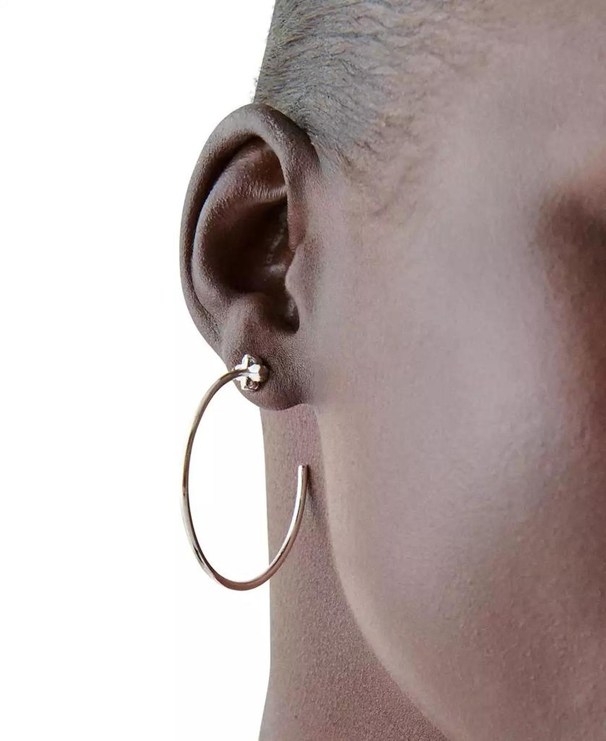 Spade Flower Medium Hoop Earrings, 1.63"
