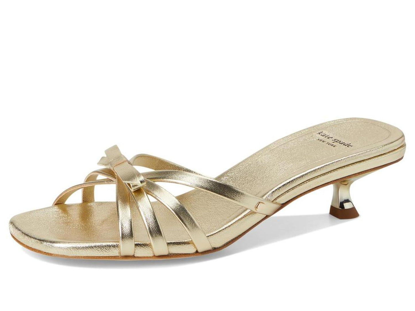 Carolina Metallic Leather Kitten Heel Sandal