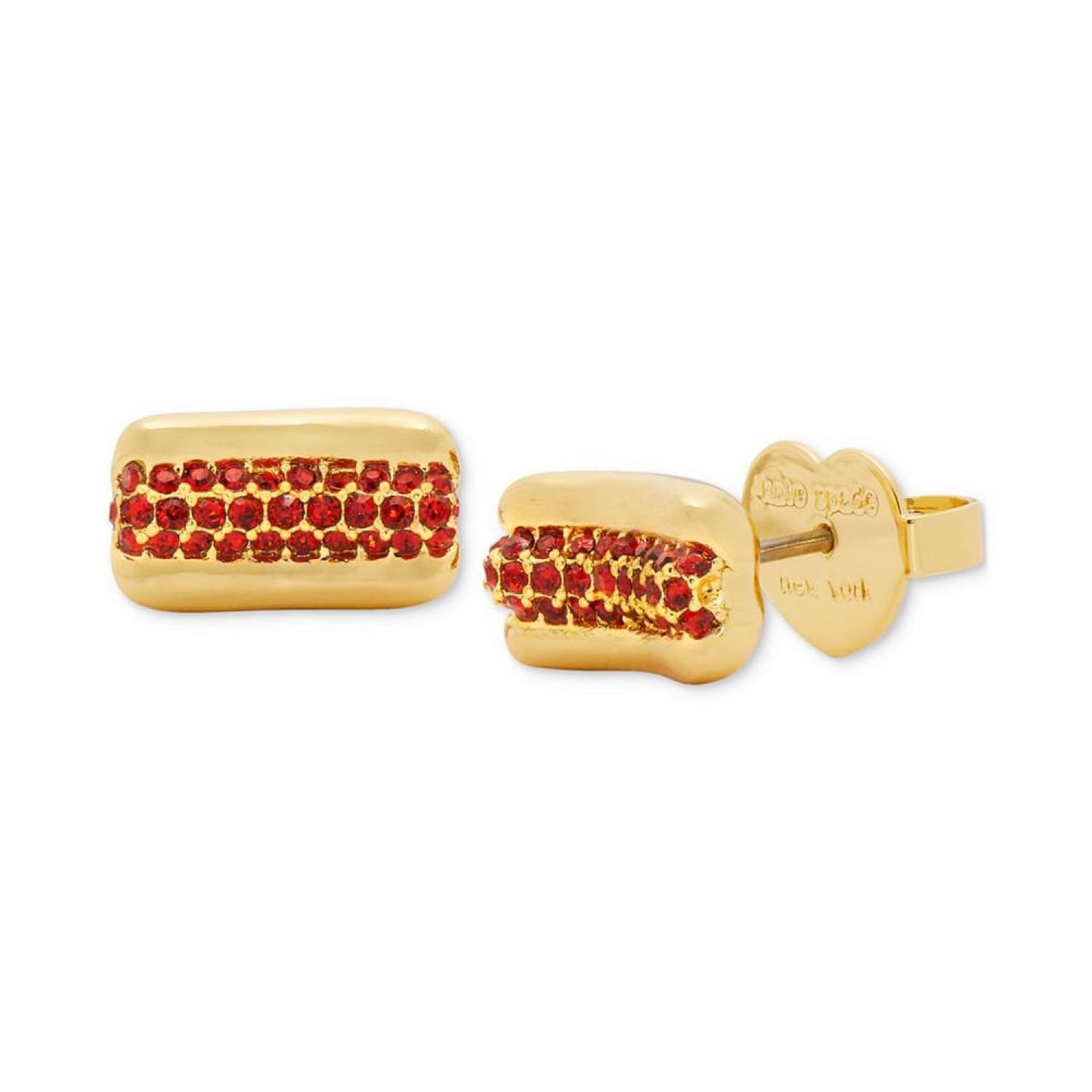 Gold-Tone Color Stone Hot Dog Stud Earrings