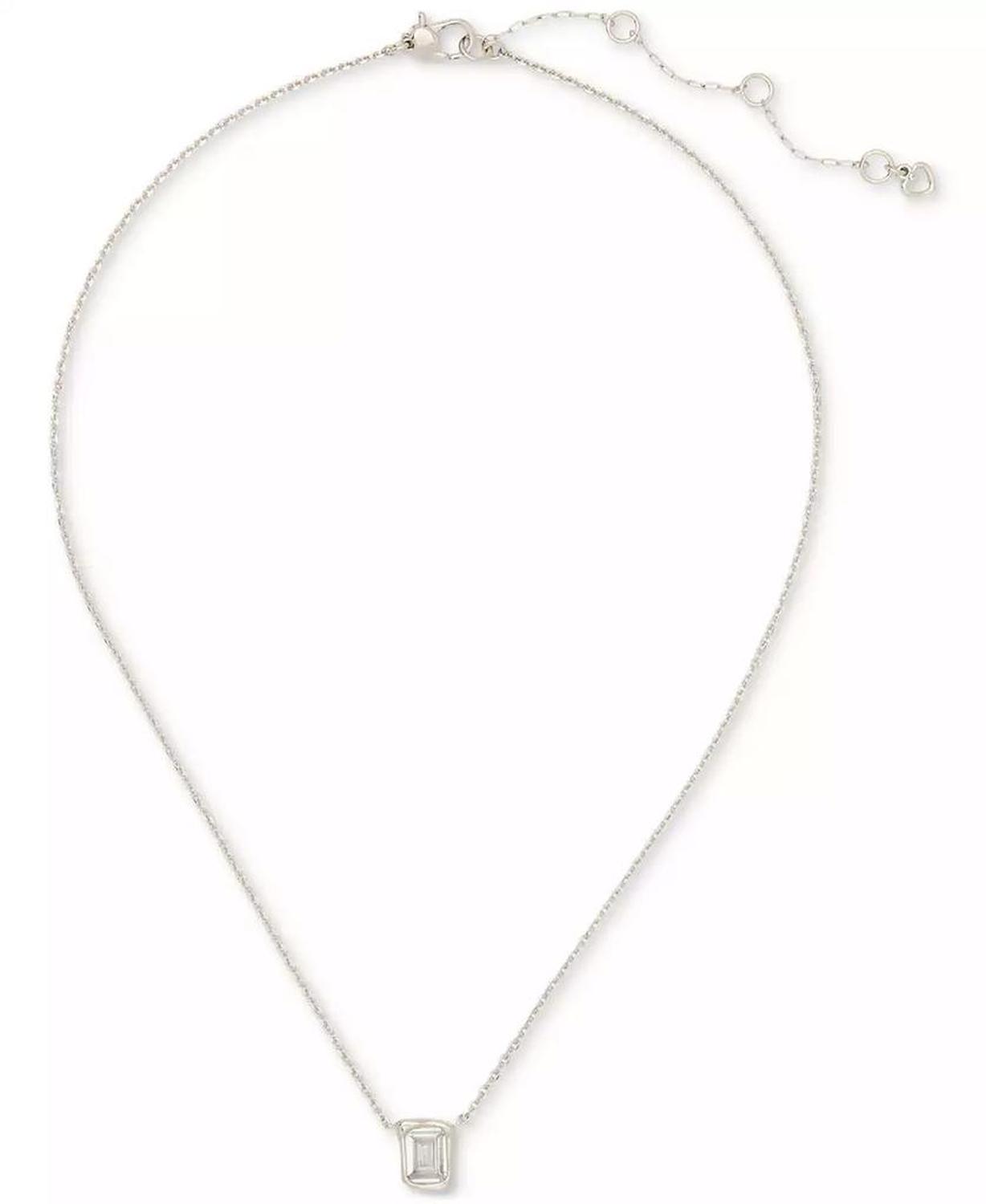 Cubic Zirconia Pendant Necklace, 16" + 3" extender