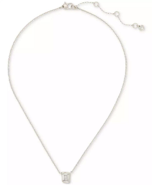 Cubic Zirconia Pendant Necklace, 16" + 3" extender